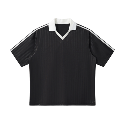 Contrast Collar Striped Soccer Jersey