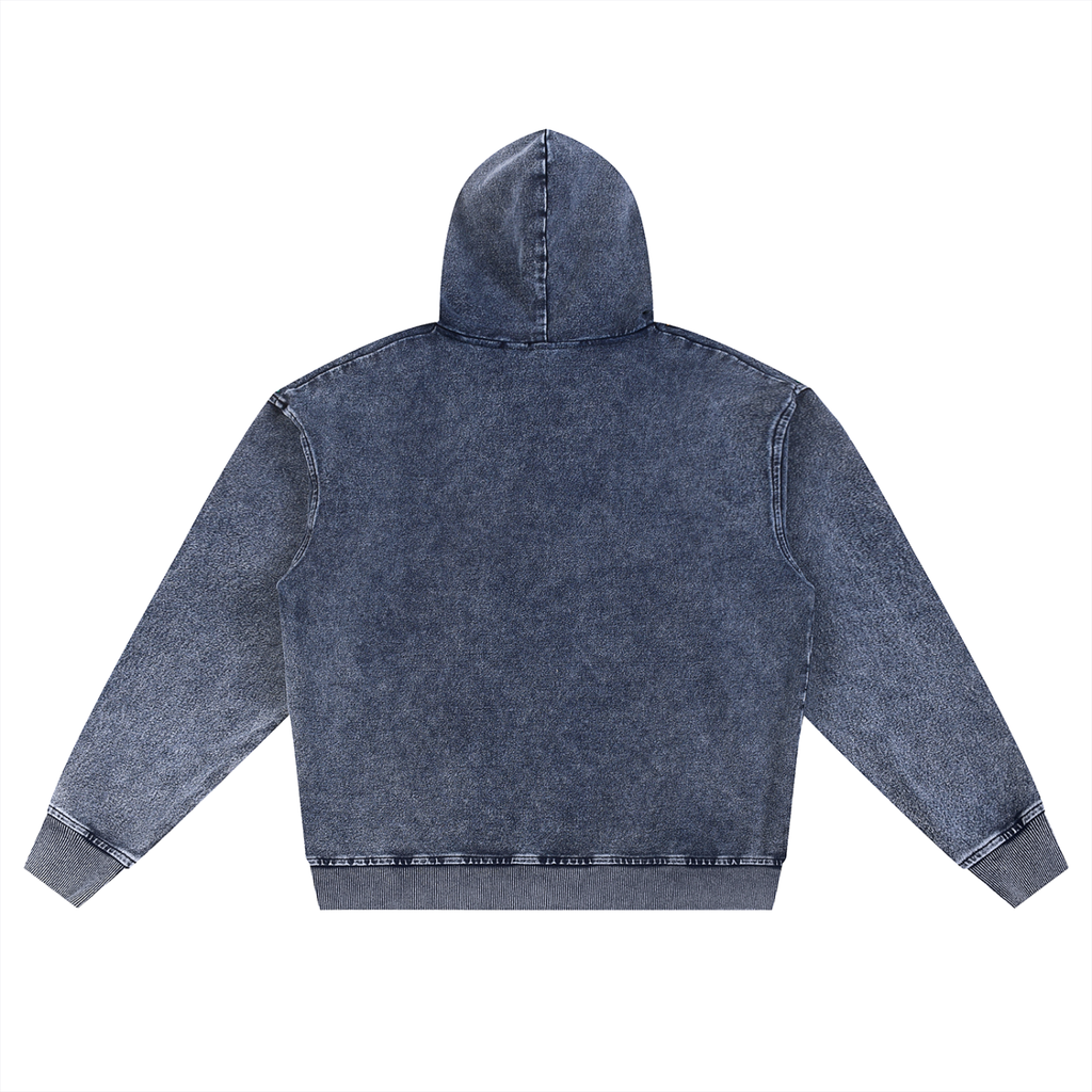 Snow Wash Oversized Zip-Up Hoodie