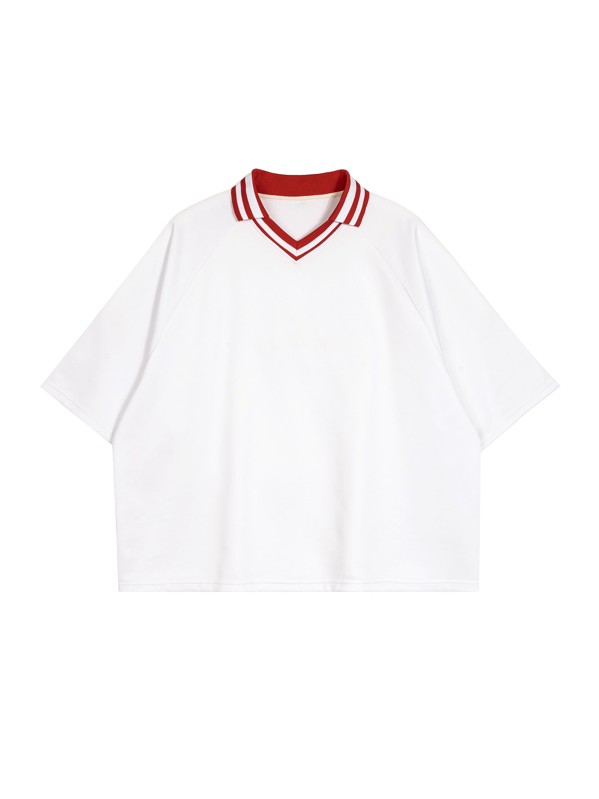 Contrast Lapel Collar Boxy T-Shirt