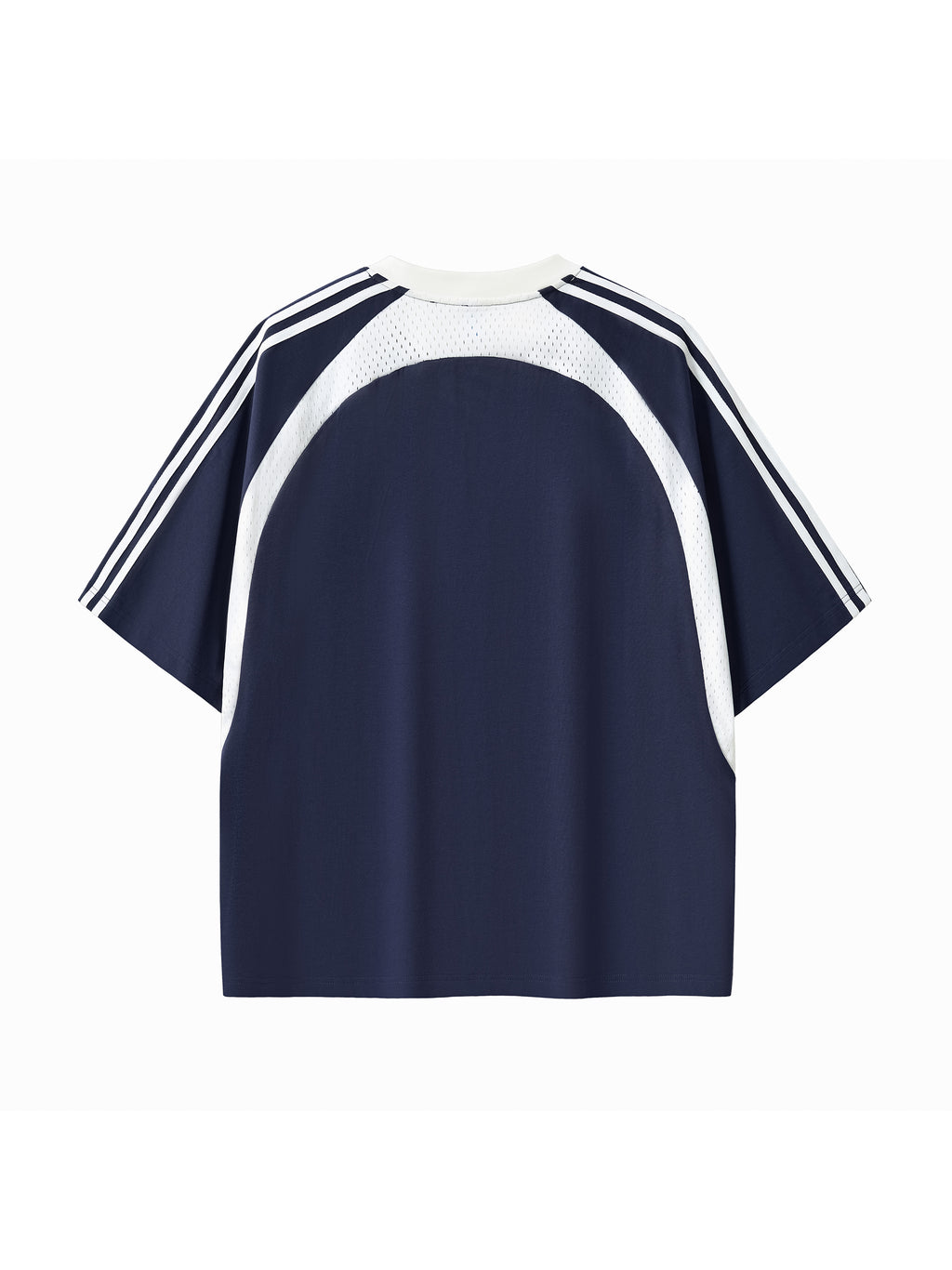 Contrast Stripes Panel Mesh T-shirt