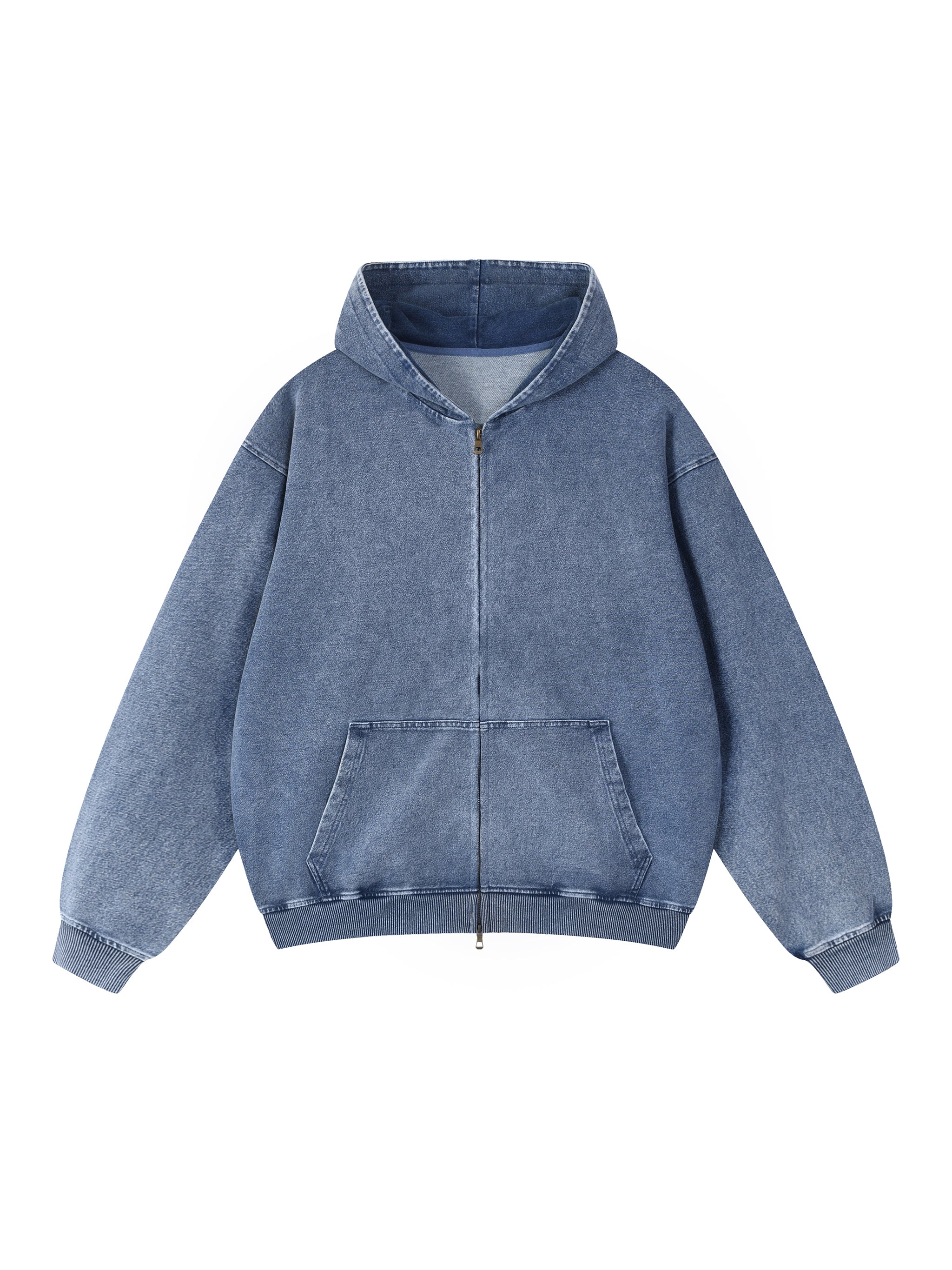 Snow Wash Oversized Zip-Up Hoodie