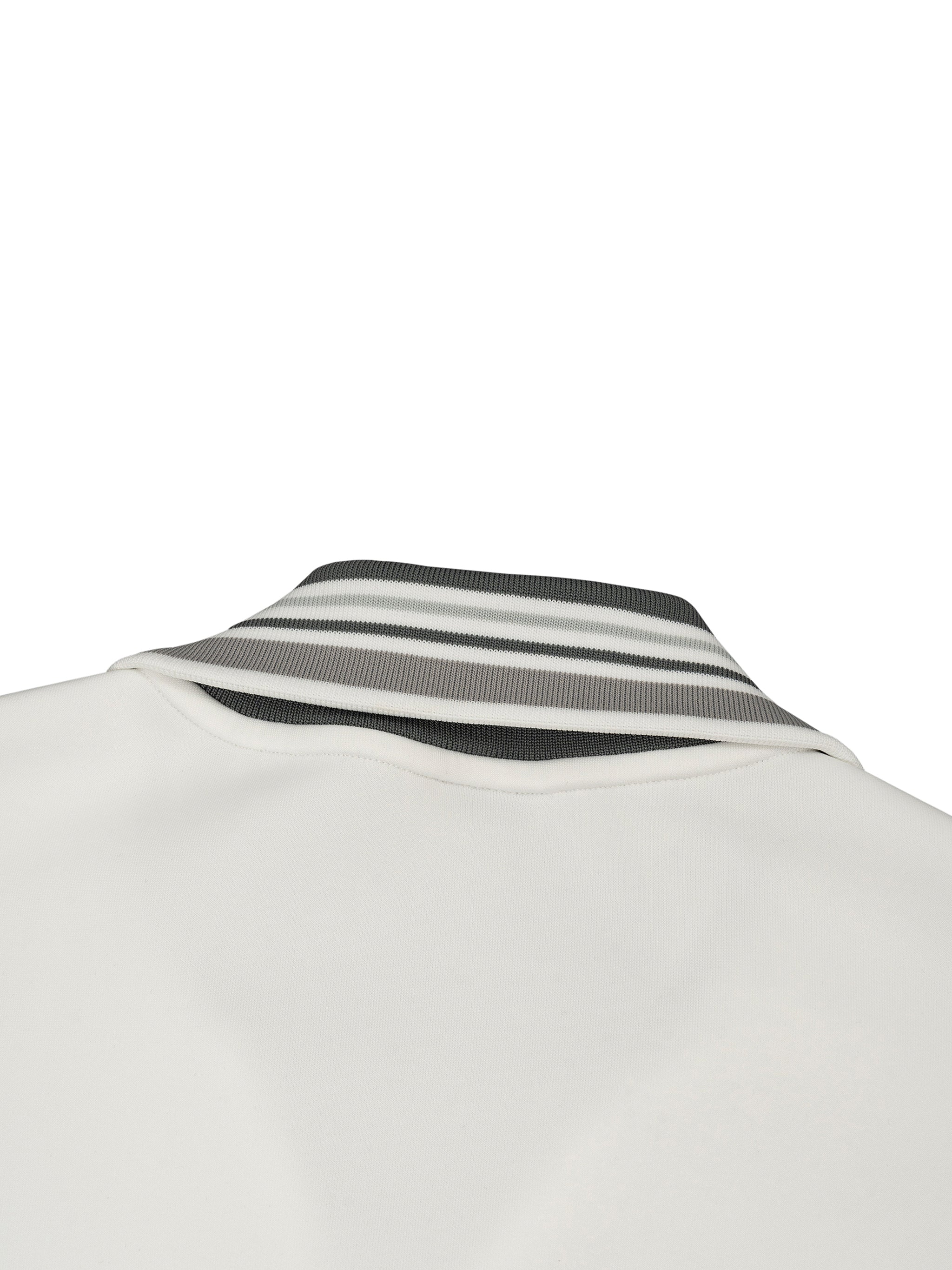 Striped Rib Collar Zip Jacket